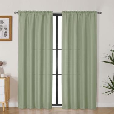 Imagem de Lecloud Cortinas Bessie verde-claro para quarto de 182 cm de comprimento, 2 peças, cortinas de sala de estar, decoração moderna de casa de fazenda, cortinas de tratamento de janela para sala de jantar
