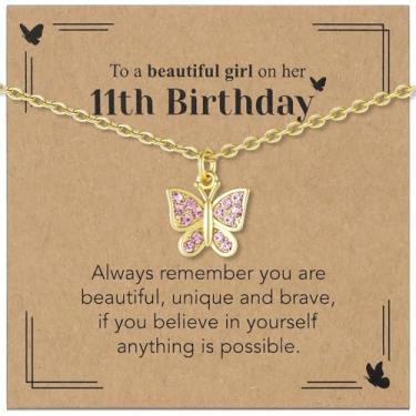 Imagem de Sepfavo Colar de borboleta de cristal para meninas, 6, 7, 8, 9, 10, 11, 12, 13, 16, 18, presente de aniversário, incrustado com zircônia, colar de diamante infantil hipoalergênico, 18, Aço inoxidável