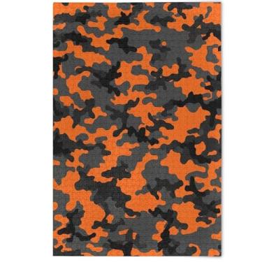 Imagem de Quebra-cabeça para adultos 500 peças de arte estampa animal camuflagem clássica preto laranja rígido quebra-cabeças para adultos divertido bobo, 500 peças, 52 cm x 37,8 cm
