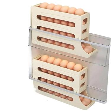 Imagem de Porta Ovos Deslizante Organizador Para Geladeira De 4 Camadas Automática Rolantes (2 PEÇAS 4 ANDARES)