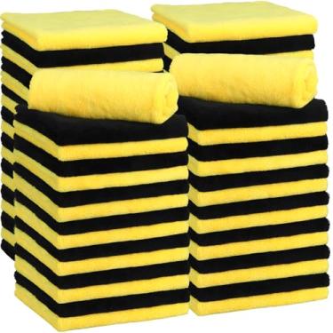 Imagem de Shimeyao 30 peças de toalhas de pelúcia de microfibra sem bordas de 40,6 x 40,6 cm para carros, detalhes, secagem, lavagem, polimento, panos de limpeza absorventes, 500 g/m² (40 x 40 cm, preto