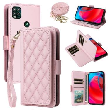 Imagem de Dibosom Capa carteira para Motorola Moto G Stylus 5G 2021 Argyle com alça de pulso/ombro, compartimentos para cartões, suporte para cartão, minimalista, capa de celular acolchoada para GStylus G5