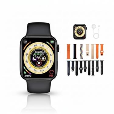 Imagem de ANJ.GG Smartwatch W10, Compatível com Android e iOS, Ouro, Tela Tátil 1.81", Wi-Fi/Bluetooth, Retangular, com Carregamento sem Fio e Despertador