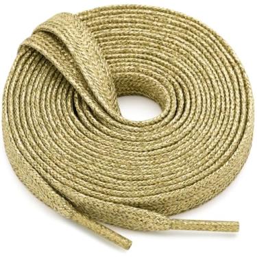 Imagem de WEGOODZF Cadarços planos com glitter: cadarços metálicos brilhantes para tênis - 2 pares, 37 Amarelo, 55 inch (140CM)