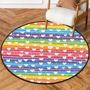 Imagem de Tapete redondo pequeno de 1,8 m para dia dos namorados, tapete circular antiderrapante, lavável, tapete circular para quarto, sala de estar, berçário, cozinha, banheiro, entrada, decoração de casa