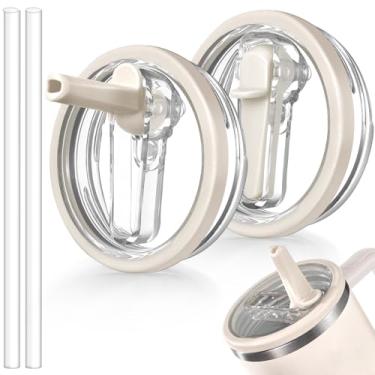 Imagem de ANTAND Pacote com 2 tampas de substituição à prova de vazamento 1,134 g para acessórios Stanley Cup, tampas à prova de vazamento para Stanley Quencher H2.0, capa de canudo à prova de poeira para copos