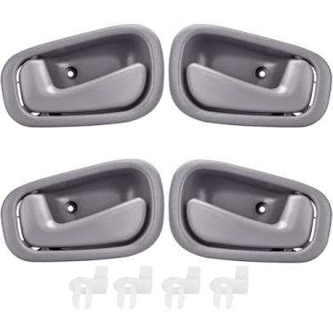 Imagem de 4 peças de maçanetas internas internas de substituição do lado do motorista e do passageiro para 1998 1999 2000 2001 2002 Corolla Prizm trava manual, cinza