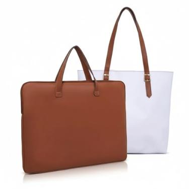 Imagem de Bolsa Para Laptop — Um Kit PráTico Para Proteger Seu Laptop(Pasta Caramelo + Sacola Branca)