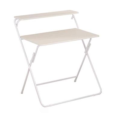 Imagem de Mesa de computador, mesa dobrável, moderna e simples, mesa de estudo, armazenamento duplo, para casa, espaço pequeno, sem necessidade de montagem, 80 x 50 cm. (D)