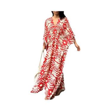Imagem de Roupão De Praia plus Size Para Mulheres, Vestido De Praia Com Estampa,