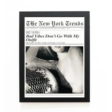 Imagem de TINAZG QWIE Pôster de estilo de vida estético de jornal, 20 x 25 cm, arte de parede vintage preto e branco para mulheres, impressão retrô moderna para decoração de penteadeira, armário ou sala de
