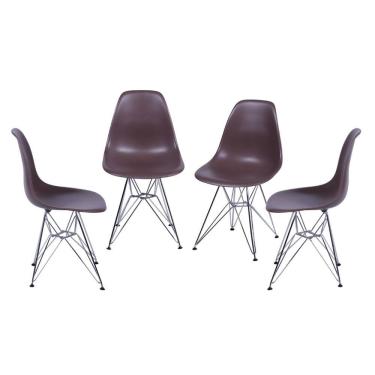 Imagem de Kit 04 Cadeiras Boxbit Dkr Eames Polipropileno Café Base Cromada