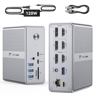 Imagem de TOBENONE Docking Station com 120W Power HDMI DP RJ45 USB3.1 Suporte Triplo Display 4K para MacBook Pro/Air Quadruple Display para Windows