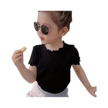 Imagem de Camiseta Listrada De Seda Gelada Para Meninas Estilo Coreano Manga Cur