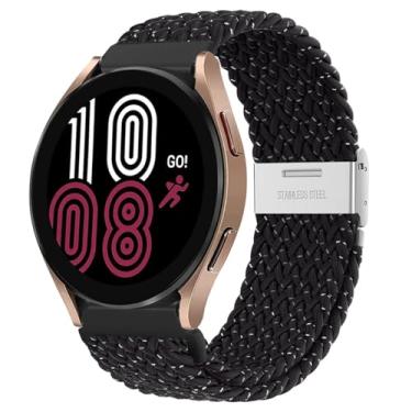 Imagem de JDIME Pulseira de 20mm 22mm para Samsung Galaxy Watch 6 5 4 Band 40/44mm 5Pro Active 2 Gear S3 pulseira elástica trançada para Huawei GT2/3 /4Pro/5 pulseiras de relógio(Starry Black,20mm)