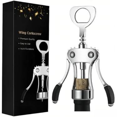 Imagem de Saca-rolhas de liga de zinco com abridor de garrafas, saca-rolhas afiado, cabo ergonômico antiderrapante para garrafas de vinho e cerveja