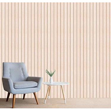 Imagem de Papel de Parede Adesivo Madeira Ripada Clara Envelopamento Móveis Lavá