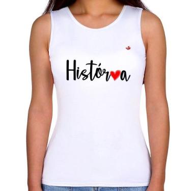 Imagem de Regata Feminina História por amor - Foca na Moda, Branco, GG