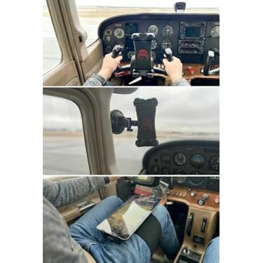 Imagem de FlightPro Sistema de suporte 3 em 1 para iPad de aviação – braçadeira de garfo, ventosa e alça de perna no joelho – Suporte universal EFB para iPad Pro, Air, Mini e tablets – Solução completa de