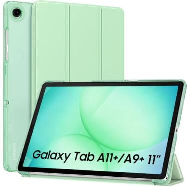 Imagem de MoKo Capa para Galaxy Tab A11+ Plus/A9+ 28 cm 2025/2023, capa protetora inteligente de suporte fino com capa traseira translúcida de policarbonato rígido para tablet Galaxy Tab A11+/A9 Plus, despertar