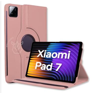 Imagem de Capa Giratória para Xiaomi Pad 7/7 Pro – Couro PU, Sleep/Wake, Magnética, Proteção Completa (Rose, Apenas Capa)
