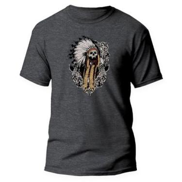 Imagem de Camiseta Basica Algodão Premium Estampa Digital Crânio Índio - Pavesi,