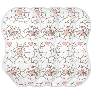 Imagem de Wassud Pacote com 2 panos de musselina Aranha com Corações Babadores de Algodão Toalhas de Rosto Absorventes e Macias para Arrotar para Meninos e Meninas Recém-nascidos