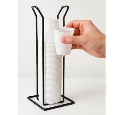 Imagem de Suporte para Copos Descartáveis 200ml - Organizador de Copos de Água com Capacidade para 100 Unidades(Preto)