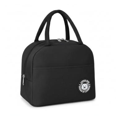 Imagem de Bolsa Térmica Lancheira Para Marmita Com Alça, Portátil, Ideal Para Refeições, Transporte de Alimentos (Preta)