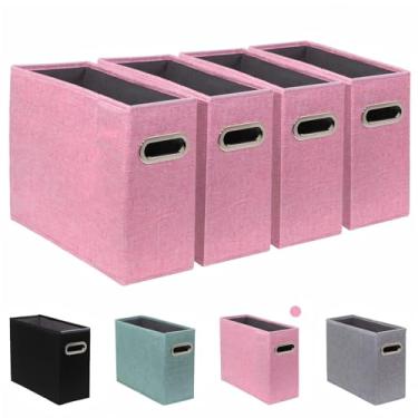 Imagem de ComfortKeeper Pacote com 4 caixas de armazenamento de arquivos tamanho carta dobrável, organizador de pastas de arquivos de tecido, suporte portátil de documentos de escritório com alça de metal
