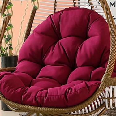 Imagem de Almofada para cadeira suspensa em formato de ovo de vime, almofada de substituição para cadeira de rede suspensa, almofadas grossas e impermeáveis ​​para cadeira suspensa em formato de ovo.