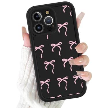 Imagem de Vulfwela Capa de telefone para iPhone 14 Pro Max de 16,7 cm com nó de laço bonito e estético, design elegante de laço rosa legal, artístico, chique, laços, fita, capa protetora fina de TPU macio à
