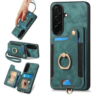 Imagem de PAOBIR Capa carteira feminina para Samsung Galaxy S26 Plus, capa flip de couro PU, suporte para cartão, anel com bloqueio de RFID, alça de pulso, capa protetora magnética masculina para Galaxy S26