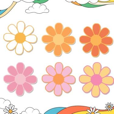 Imagem de 24 peças de jogo americano descartáveis com estampa de margaridas – jogo americano de papel estilo floral de 30,5 x 30,5 cm com 6 desenhos florais para feriados, festas de aniversário, chás de bebê