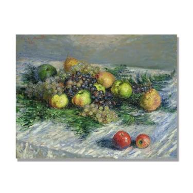 Imagem de NHLDZYH Tela vintage de frutas mortas, impressão de estilo de pintura a óleo vintage, decoração de jantar country de fazenda. A63. 70 x 90 cm. Somente tela