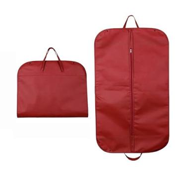 Imagem de Sacos de vestuário premium não tecidos para ternos, jaquetas e vestidos - Organizador de viagem e armário com alças de transporte - Solução de armazenamento de roupas penduradas marrom durável para