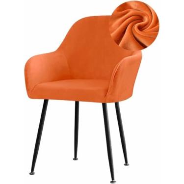 Imagem de Capas elásticas de veludo para cadeiras de jantar, com encosto curvo e apoio de braço. Capa removível para cadeira giratória de sala de jantar ou casamento.