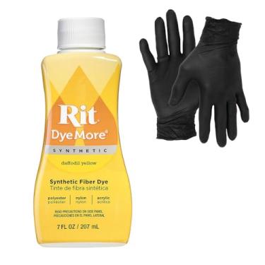 Imagem de Corante – Corante líquido sintético Rit para artesanato, roupas e decoração – Frasco de 200 ml – com luvas de nitrilo Artisx incluídas (amarelo narciso)