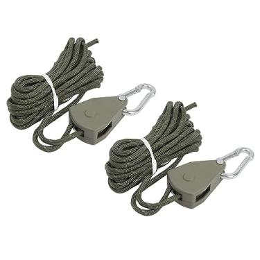 Imagem de Leapiture 2 peças 4m corda de acampamento polia cabo de vento ajustável corda de barraca ao ar livre versátil portátil para configuração de dossel (DO Verde)