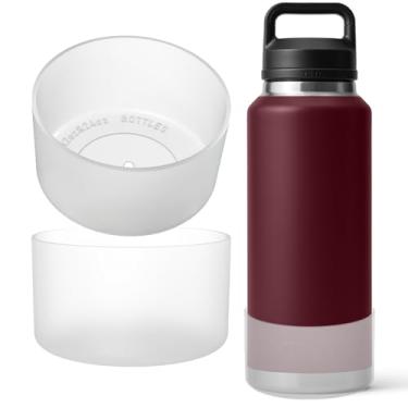 Imagem de OAWEEN 2 peças de bota de silicone para garrafa de água YETI Rambler 91,3 g diâmetro inferior de 9 cm a 10 cm capa protetora antiarranhões antiderrapante capa transparente acessórios para uso ao ar