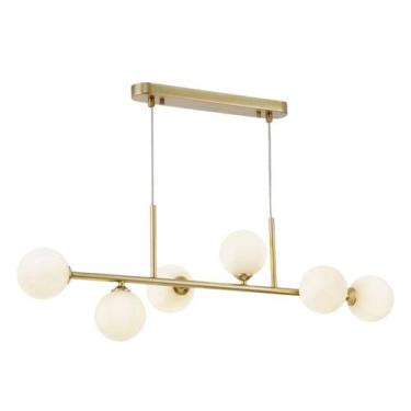 Imagem de Pendente Khalifa Dourado Com Globo Leitoso 6 Lâmpadas G9 Eletrorastro