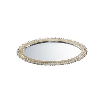 Imagem de Bandeja leve de pérola luxuosa bandeja oval de armazenamento de entrada para sala de estar, decoração de espelho, bandeja de armazenamento palete