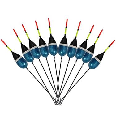 Imagem de HHHJQFAAT Conjunto de boias de pesca com 10 peças, kit de boias de cortiça, antena de flutuabilidade de madeira balsa 3 g 18 cm, acessório de equipamento de pesca de água doce/água salgada
