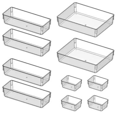 Imagem de Caixa de armazenamento modular multiuso, adequada para gavetas de geladeira e para guardar cosméticos. (4P + 4M + 2G)