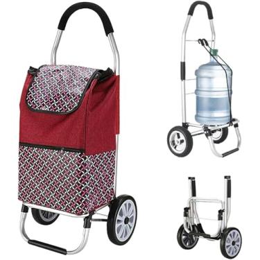 Imagem de Carrinho de rodinhas com rodas, bolsa de compras portátil, grande capacidade e suporte de carga forte, organizador de carro para compras e viagens