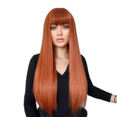 Imagem de Peruca Longa de Cabelo Humano com Franja e Gorro Sem Cola Liso Natural Fácil Usar Respirável Reutilizável para Trabalho Diário Festa Casamento Encontro