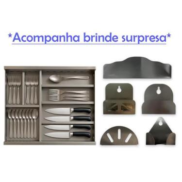 Imagem de Porta Talheres Organizador De Gaveta De Cozinha Em Aço Inox Mod.3600 C