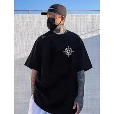 Imagem de Camiseta Unissex Streetwear Estampa Bússola Minimalista Urbana Casual 
