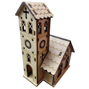 Imagem de Mini Igrejinha Mdf Para Maquete Cenário Fazendinha Decoração
