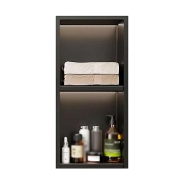 Imagem de Organizador de nicho de parede de chuveiro de aço inoxidável - Organizador de armazenamento à prova d'água para banheiro, cozinha, casa e hotel - sem necessidade de azulejo, preto, 70 x 28 x 12,5 cm